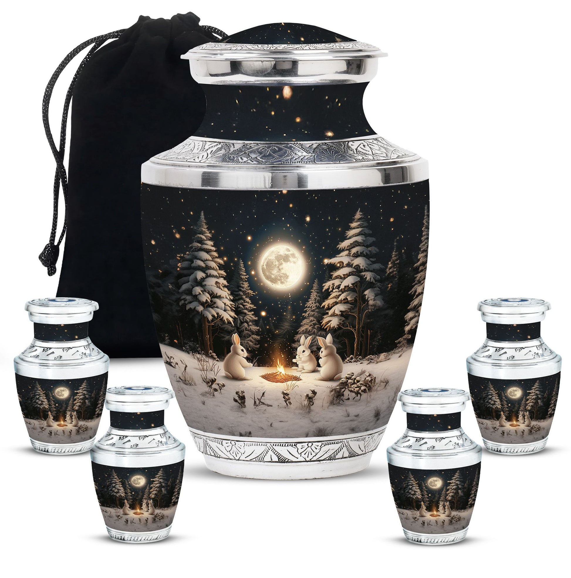 White Bunny Moon Urn For Ashes Adult Female Funeral, Ashes Urn