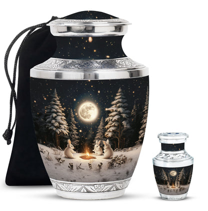 White Personalized Galaxy Cremation Urn for Human Ashes - 10-inch, 200 cu in - Yatskia