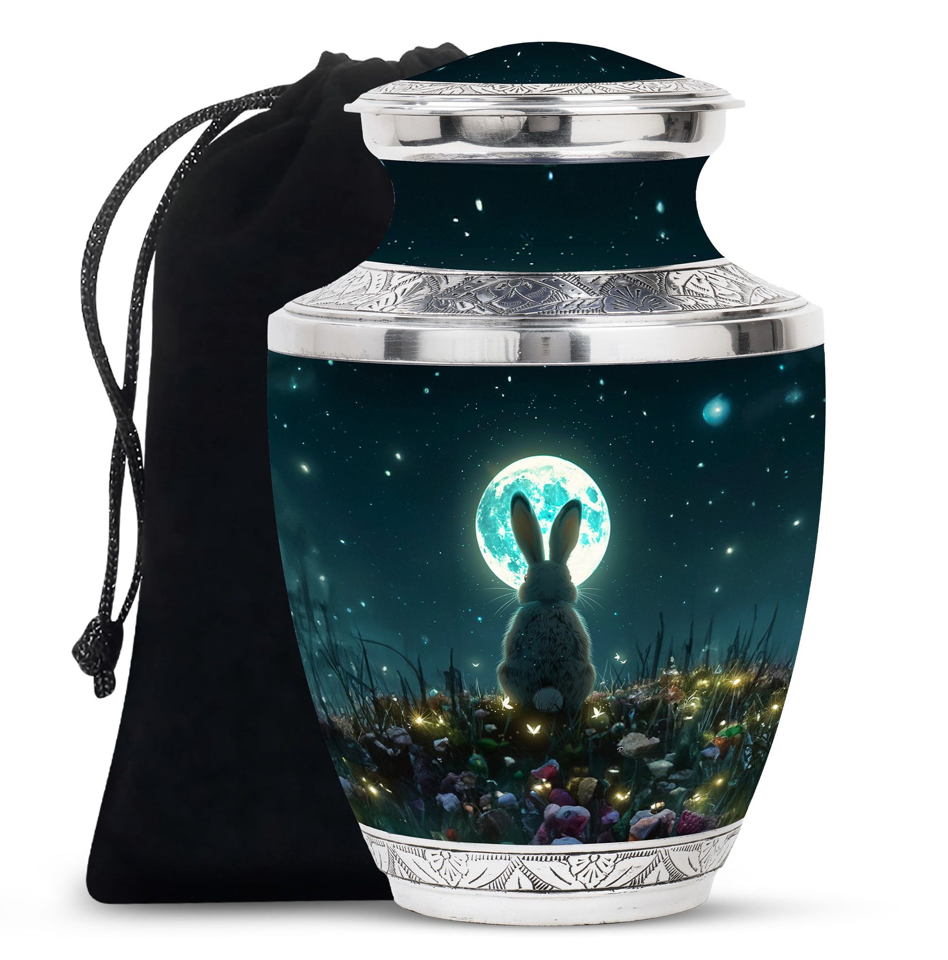 White Bunny Moon Small Urns For Ashes Large Funeral, Ashes Urn