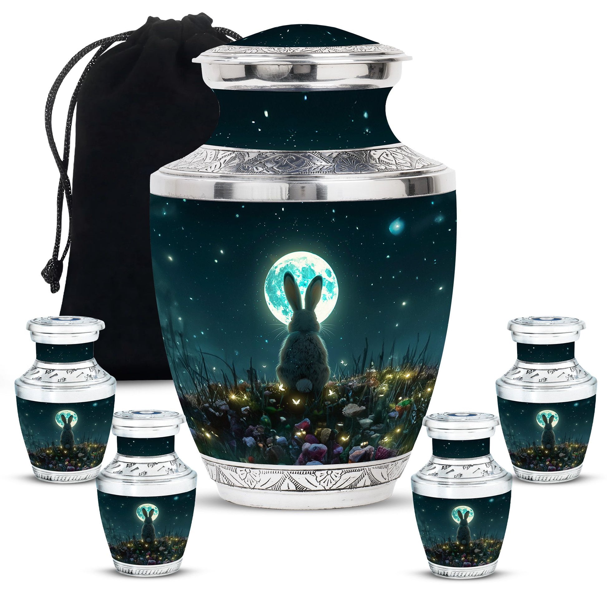 White Bunny Moon Small Urns For Ashes Large Funeral, Ashes Urn