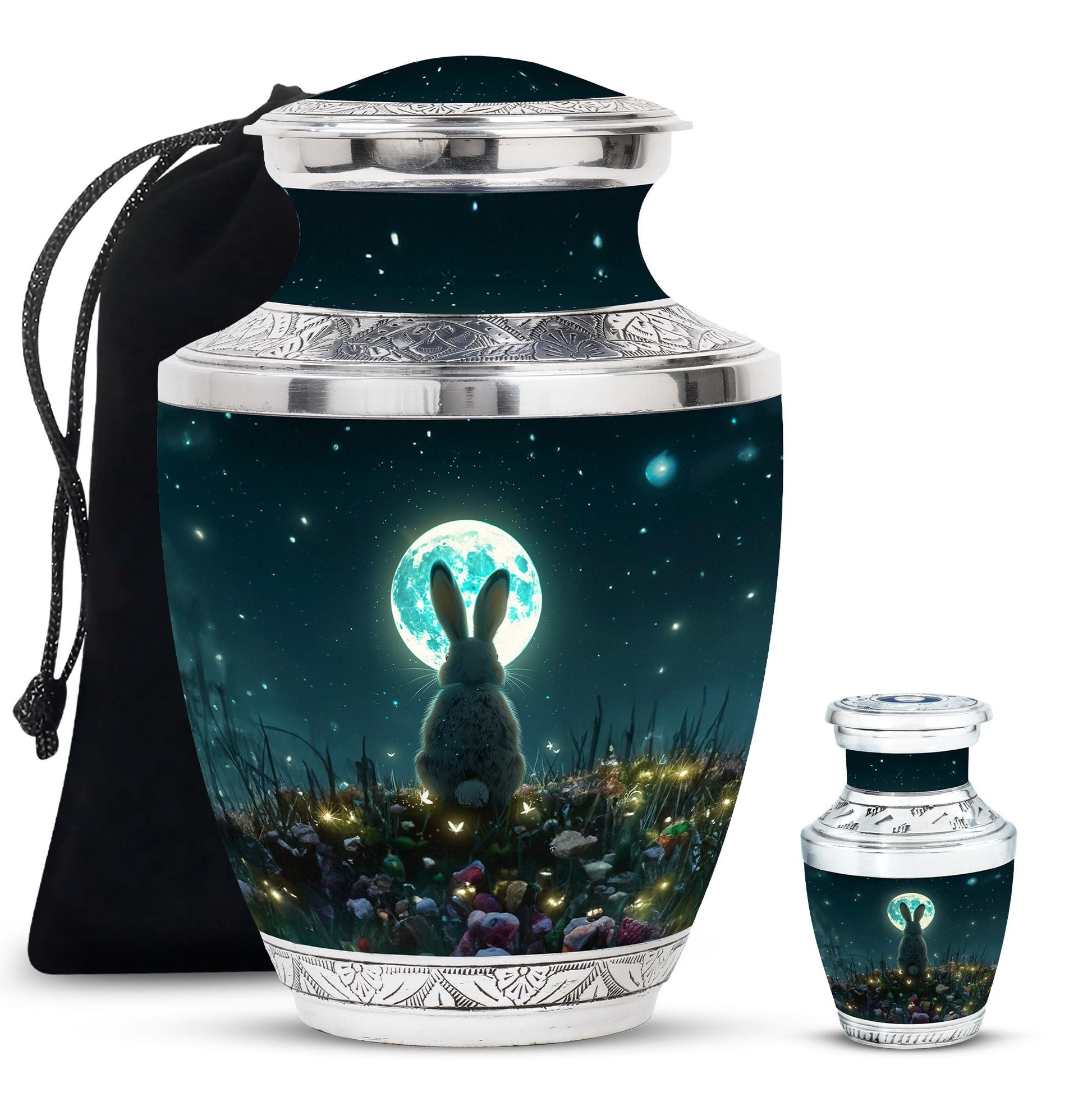 White Bunny Moon Small Urns For Ashes Large Funeral, Ashes Urn
