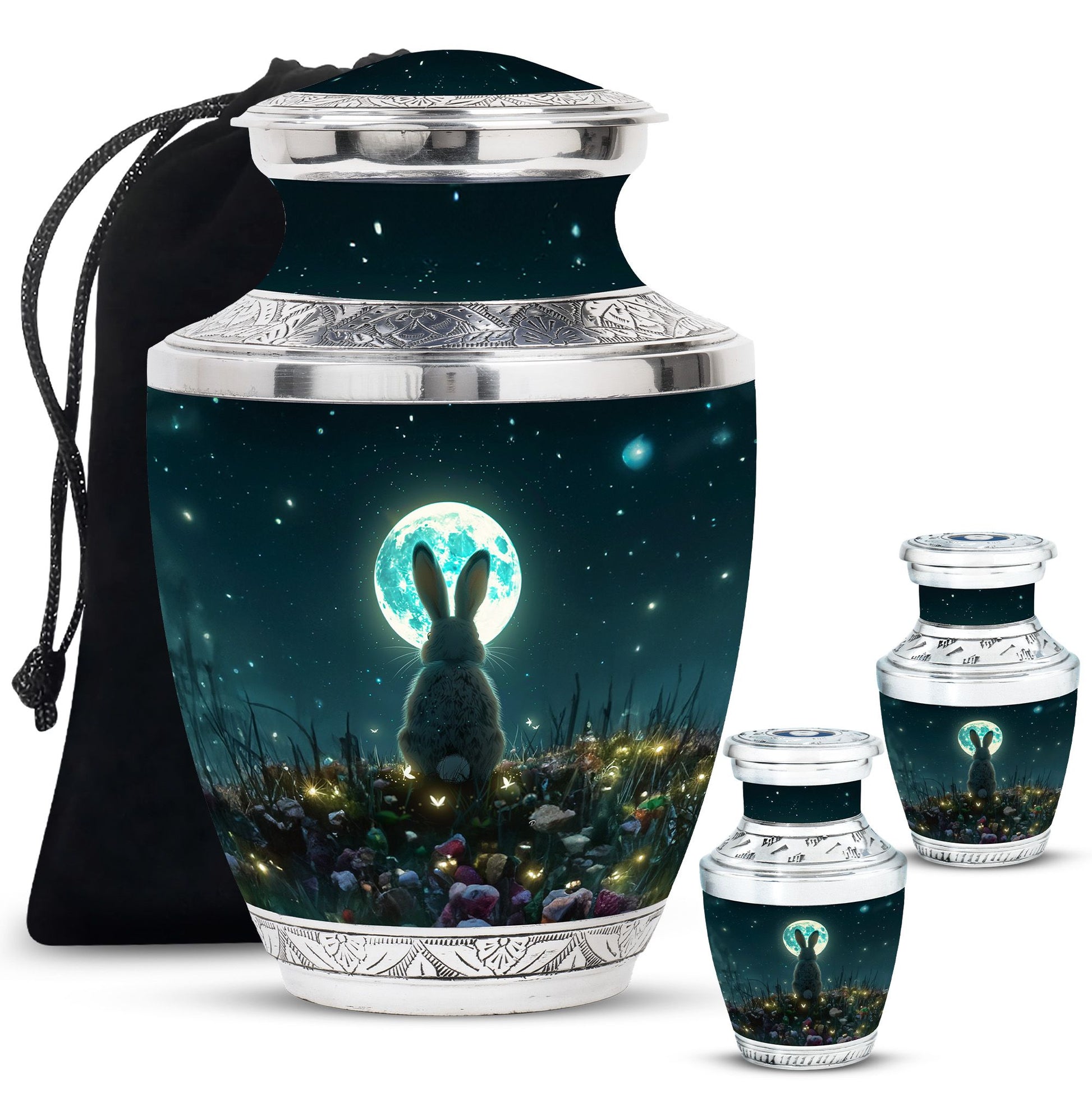 White Bunny Moon Small Urns For Ashes Large Funeral, Ashes Urn