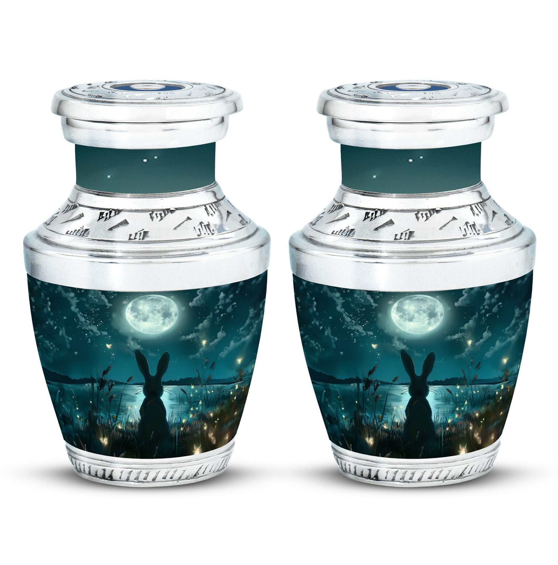 White Bunny Moon Funeral Urn For Adults Funeral, Ashes Urn For Ashes