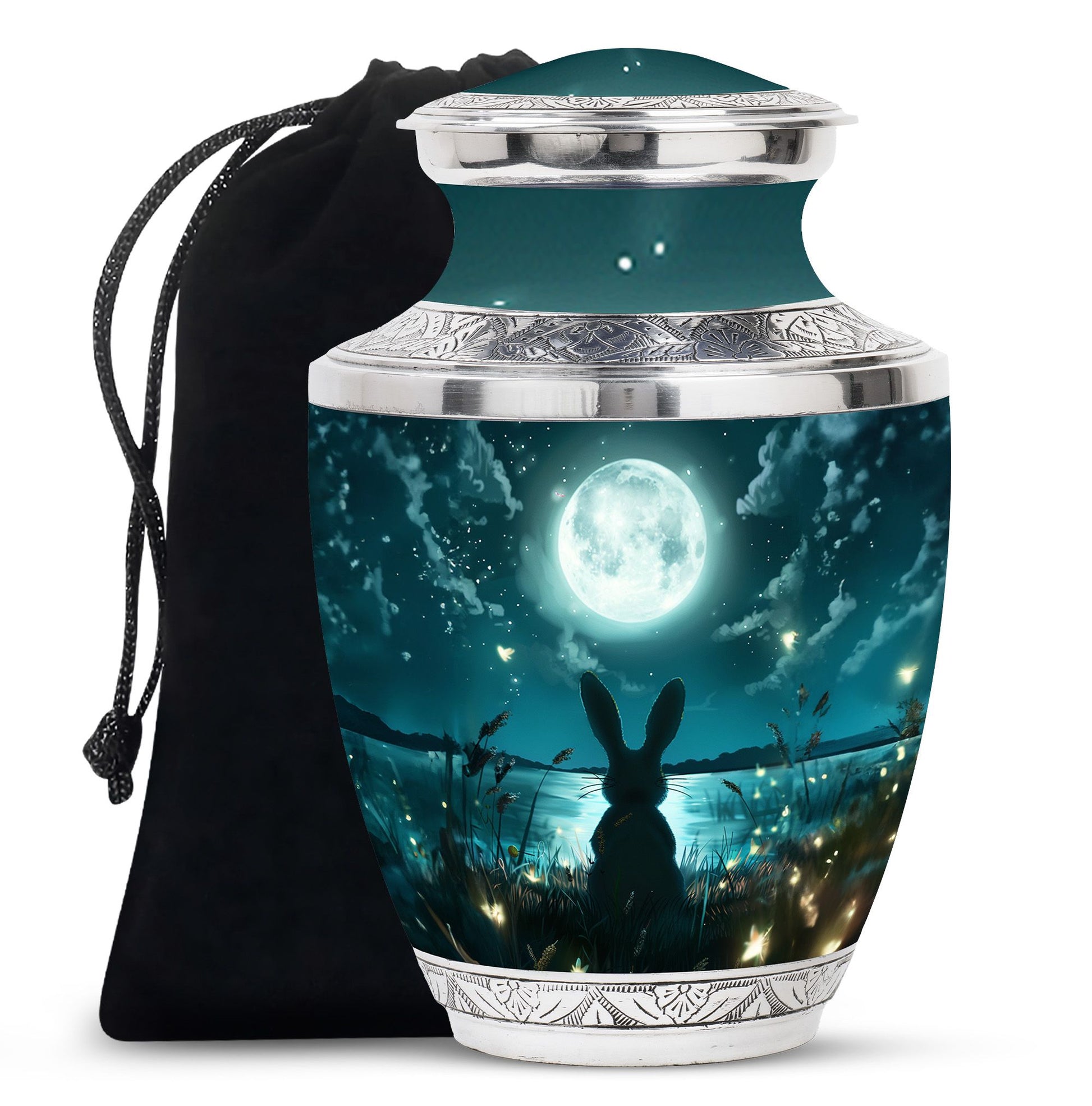 White Bunny Moon Funeral Urn For Adults Funeral, Ashes Urn For Ashes
