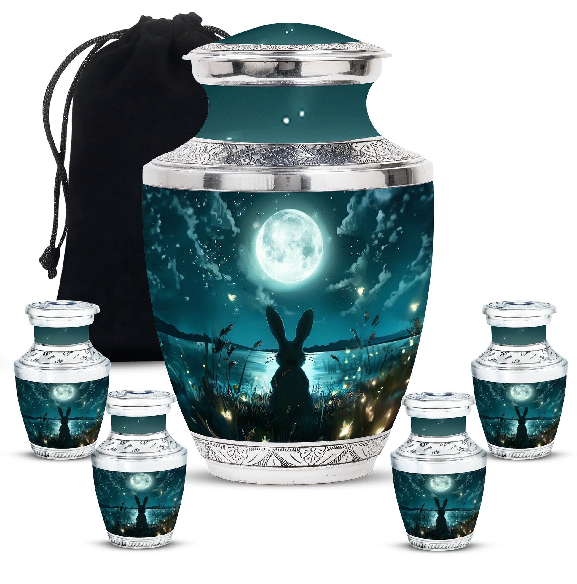 White Bunny Moon Funeral Urn For Adults Funeral, Ashes Urn For Ashes