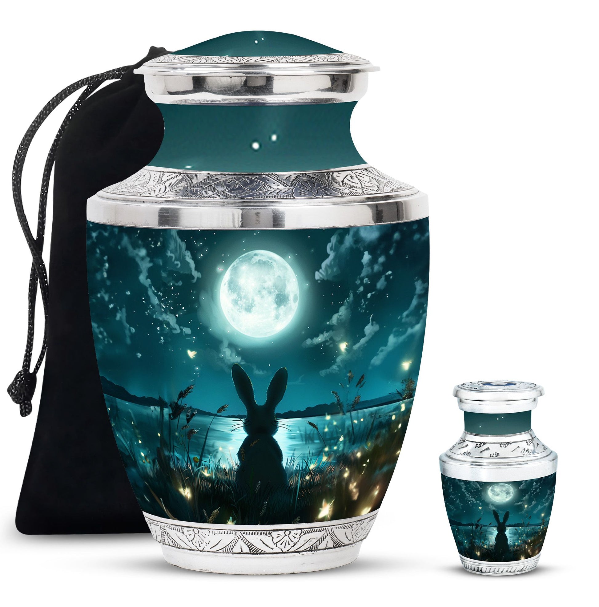 White Bunny Moon Funeral Urn For Adults Funeral, Ashes Urn For Ashes