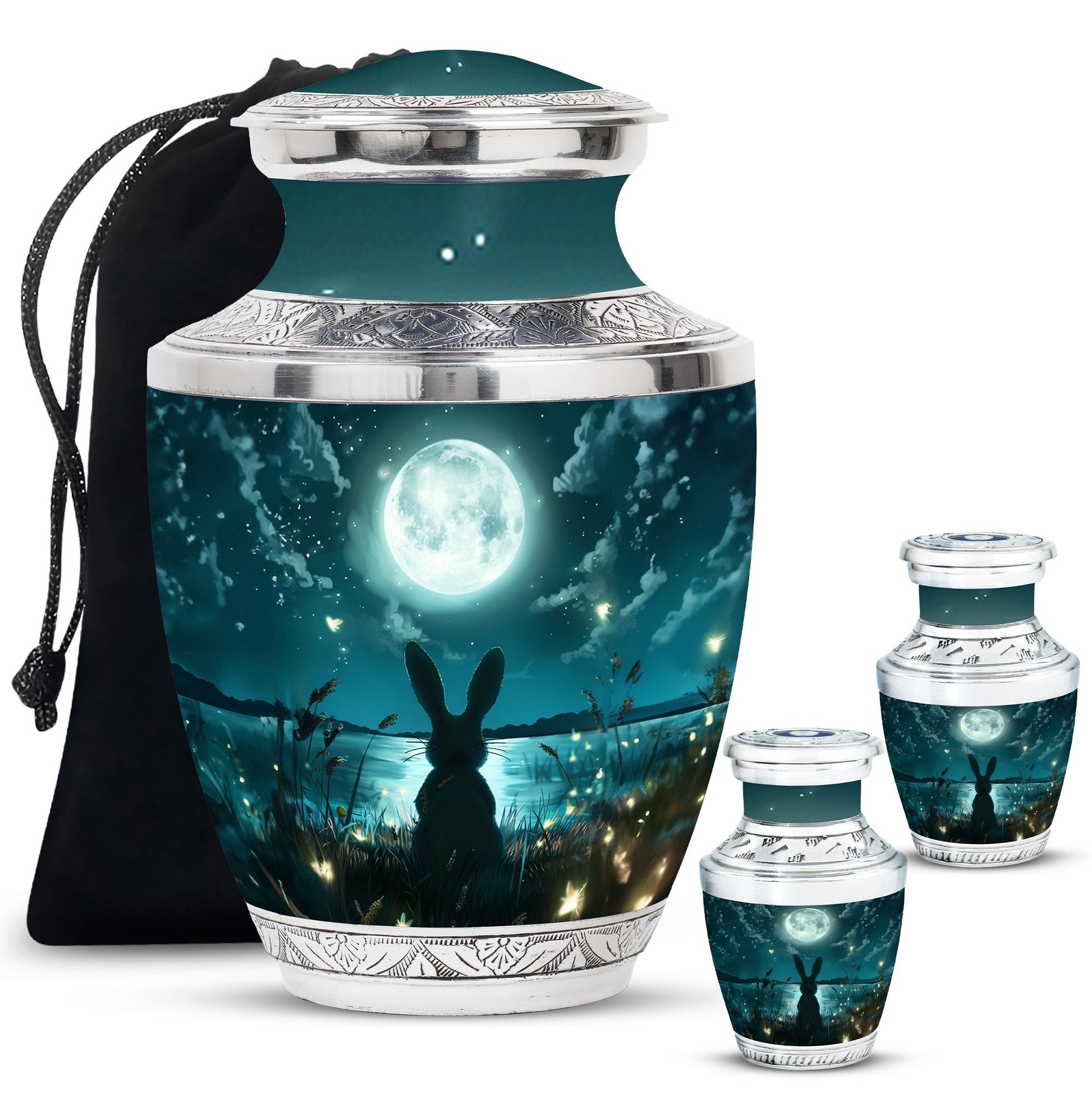 White Bunny Moon Funeral Urn For Adults Funeral, Ashes Urn For Ashes
