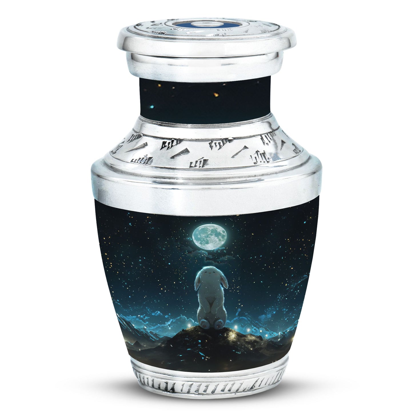 White Personalized Galaxy Cremation Urn for Women - 10-inch, 200 cu in - Yatskia