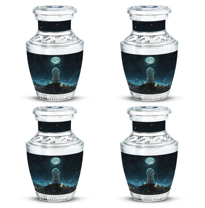 White Personalized Galaxy Cremation Urn for Women - 10-inch, 200 cu in - Yatskia