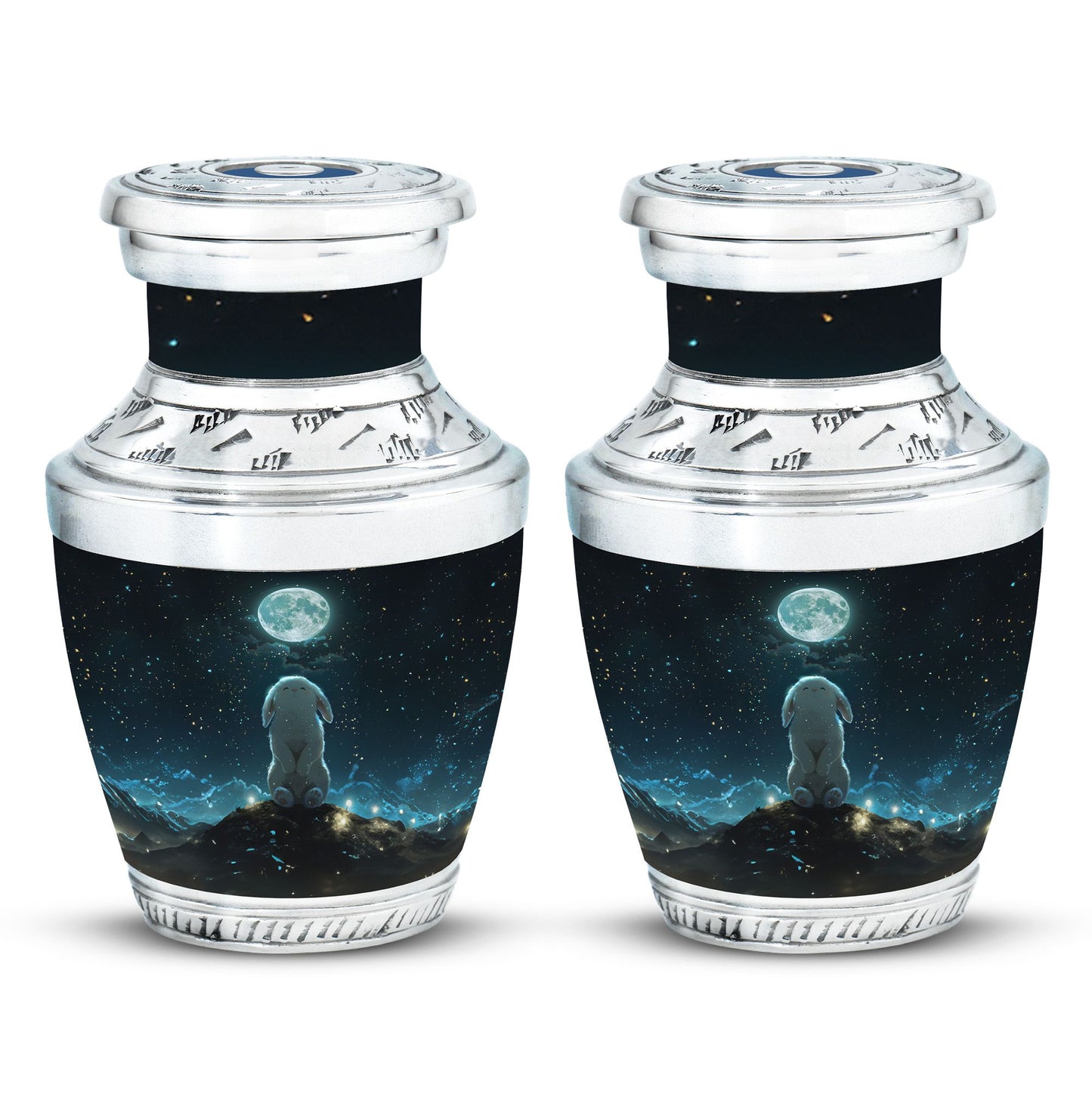 White Personalized Galaxy Cremation Urn for Women - 10-inch, 200 cu in - Yatskia