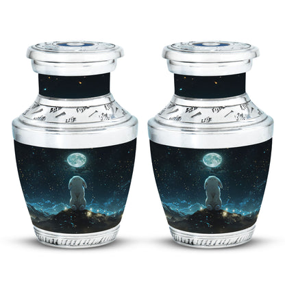 White Personalized Galaxy Cremation Urn for Women - 10-inch, 200 cu in - Yatskia