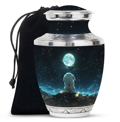 White Personalized Galaxy Cremation Urn for Women - 10-inch, 200 cu in - Yatskia