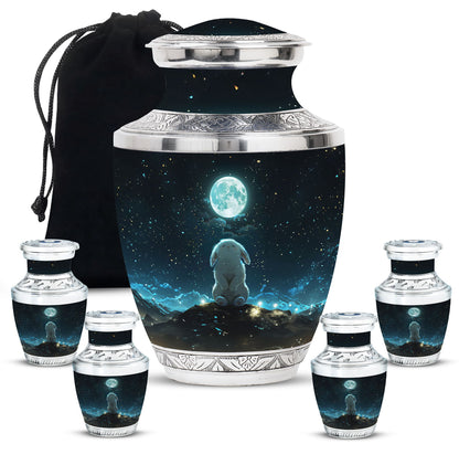 White Personalized Galaxy Cremation Urn for Women - 10-inch, 200 cu in - Yatskia