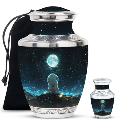 White Personalized Galaxy Cremation Urn for Women - 10-inch, 200 cu in - Yatskia