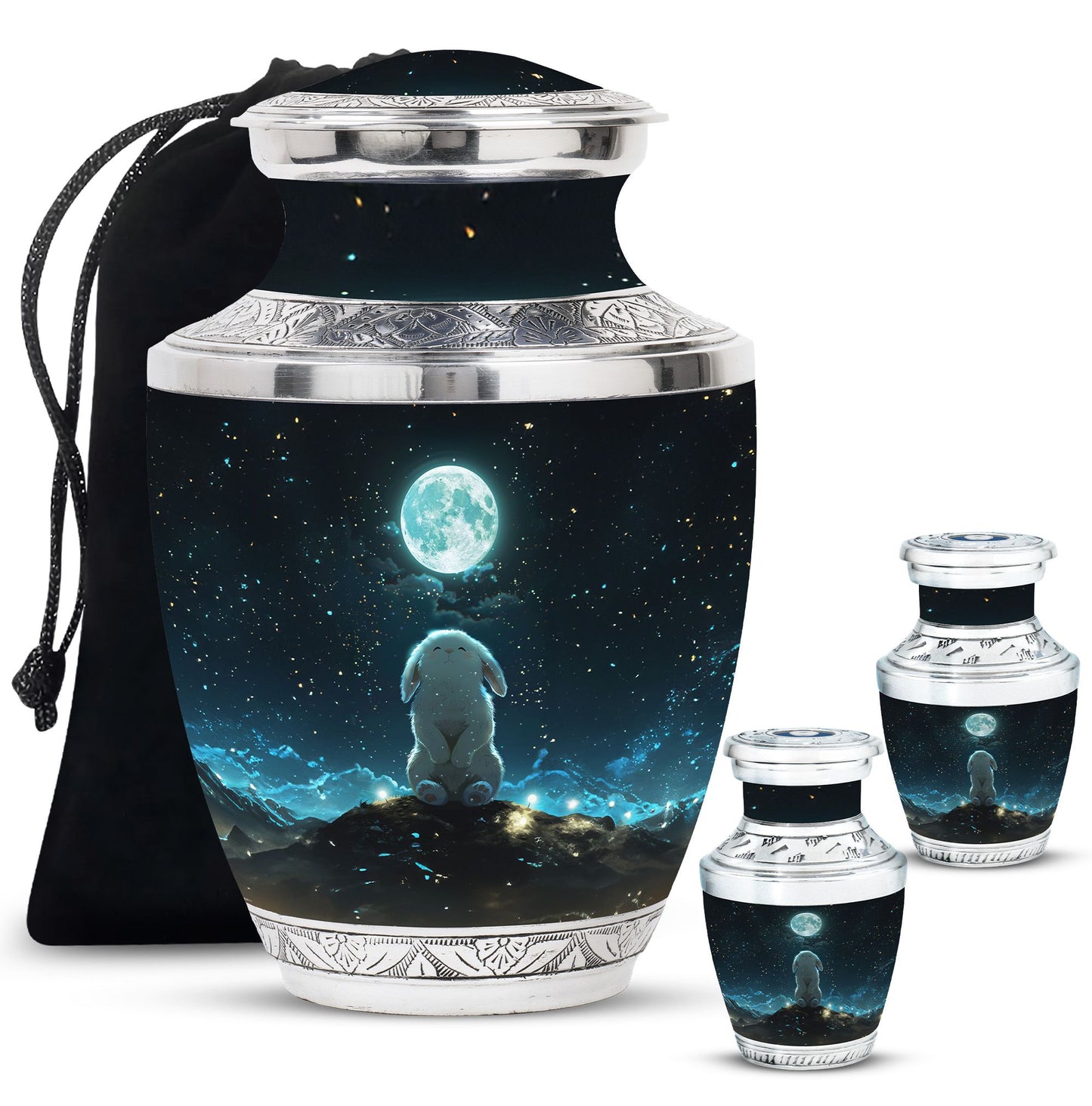 White Personalized Galaxy Cremation Urn for Women - 10-inch, 200 cu in - Yatskia