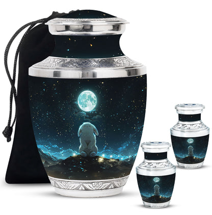 White Personalized Galaxy Cremation Urn for Women - 10-inch, 200 cu in - Yatskia