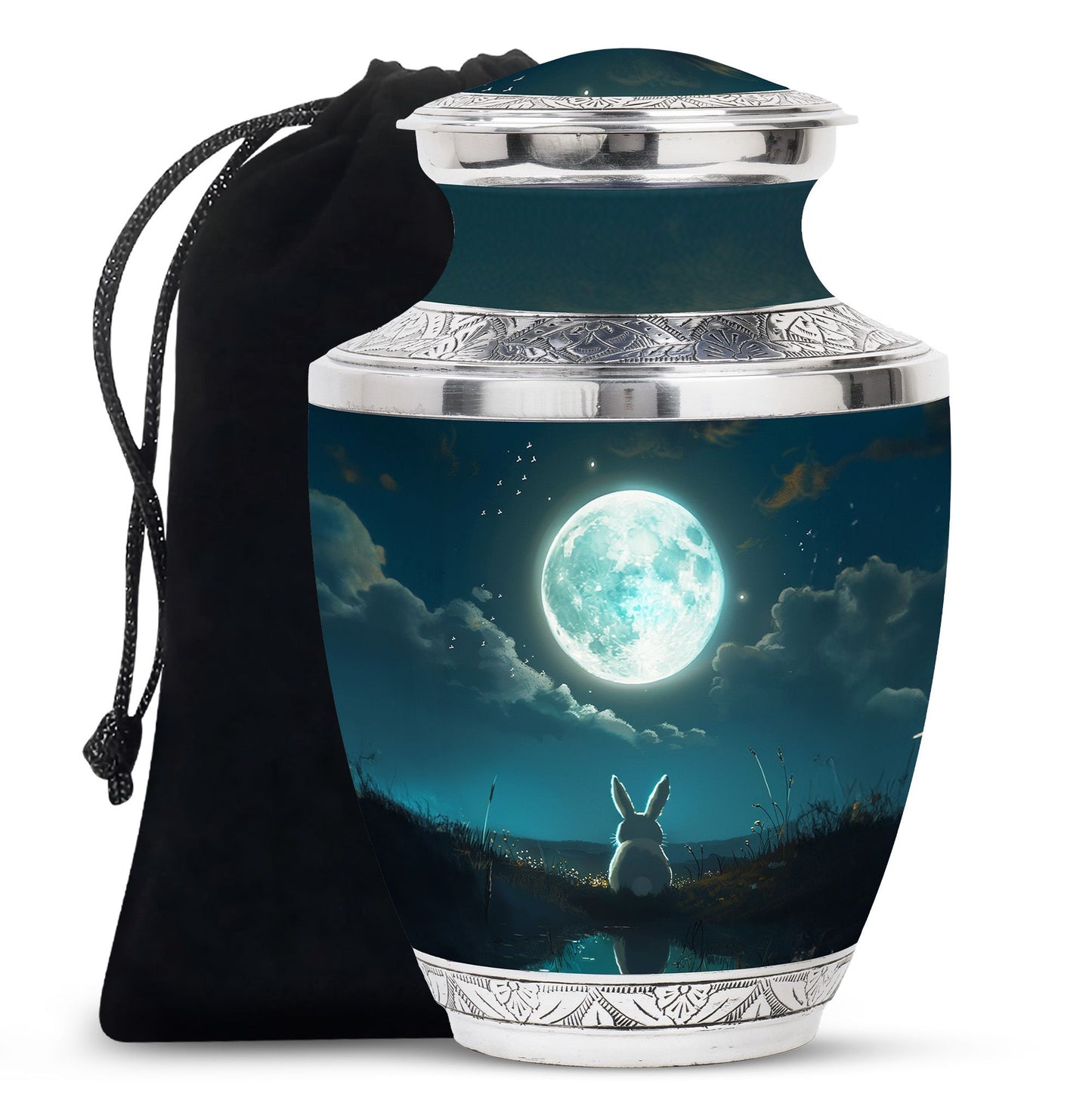 White Personalized Galaxy Cremation Urn for Human Ashes - 10-inch, 200 cu in - Yatskia