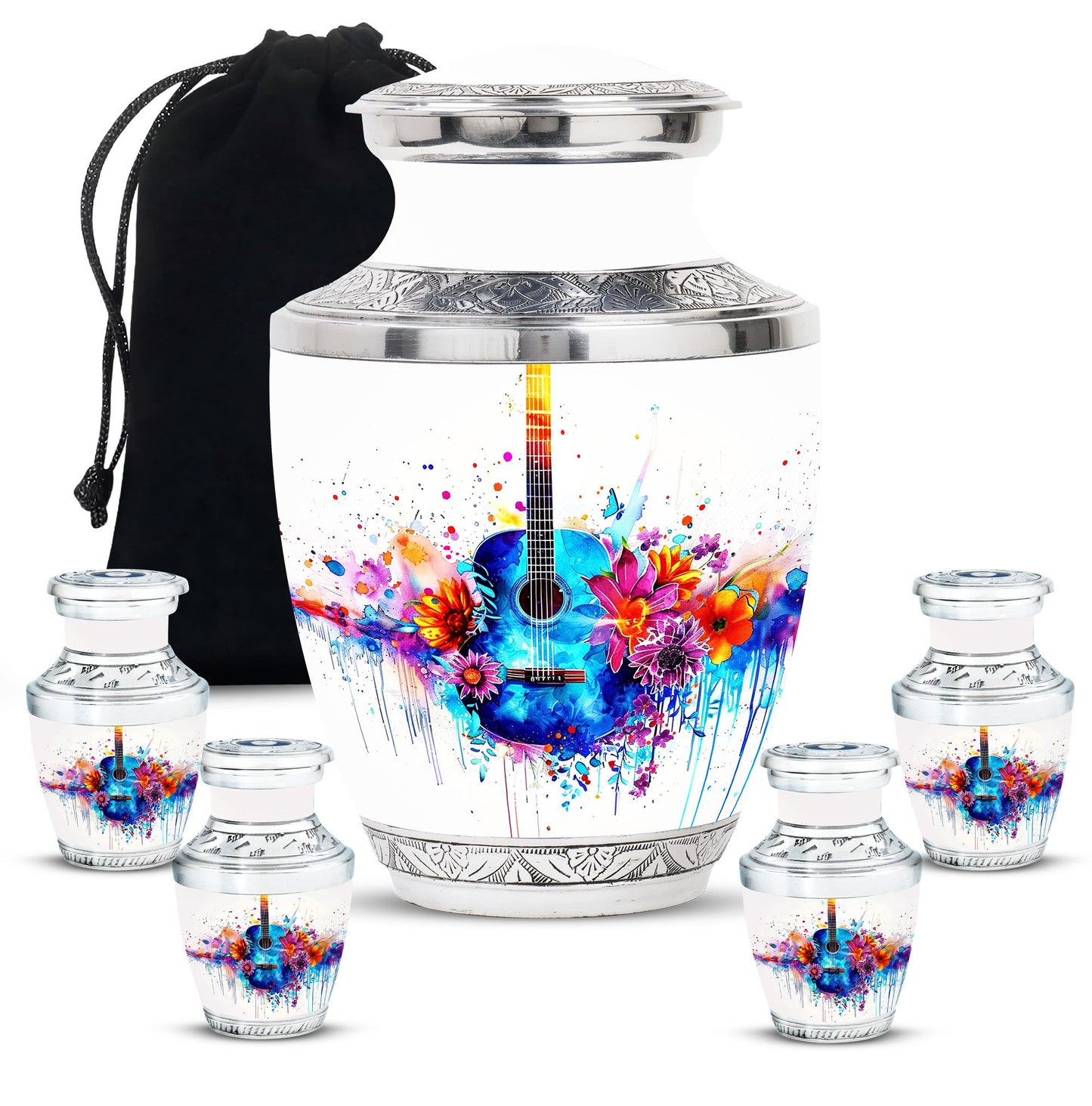Personalized Guitar Cremation Urn for Human Ashes - 10-inch, 200 cu in - Yatskia