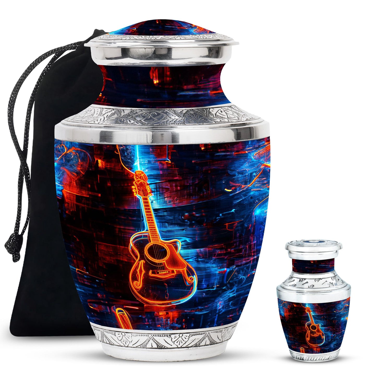 Personalized Guitar Cremation Urn for Human Ashes - 10-inch, 200 cu in - Yatskia