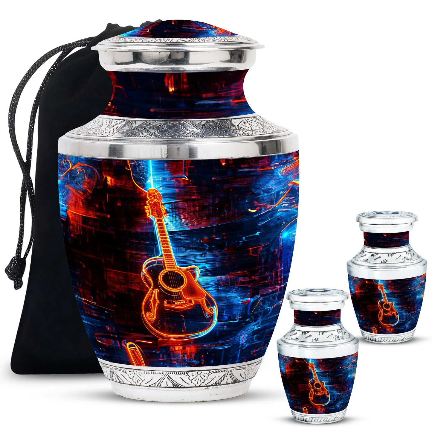 Personalized Guitar Cremation Urn for Human Ashes - 10-inch, 200 cu in - Yatskia