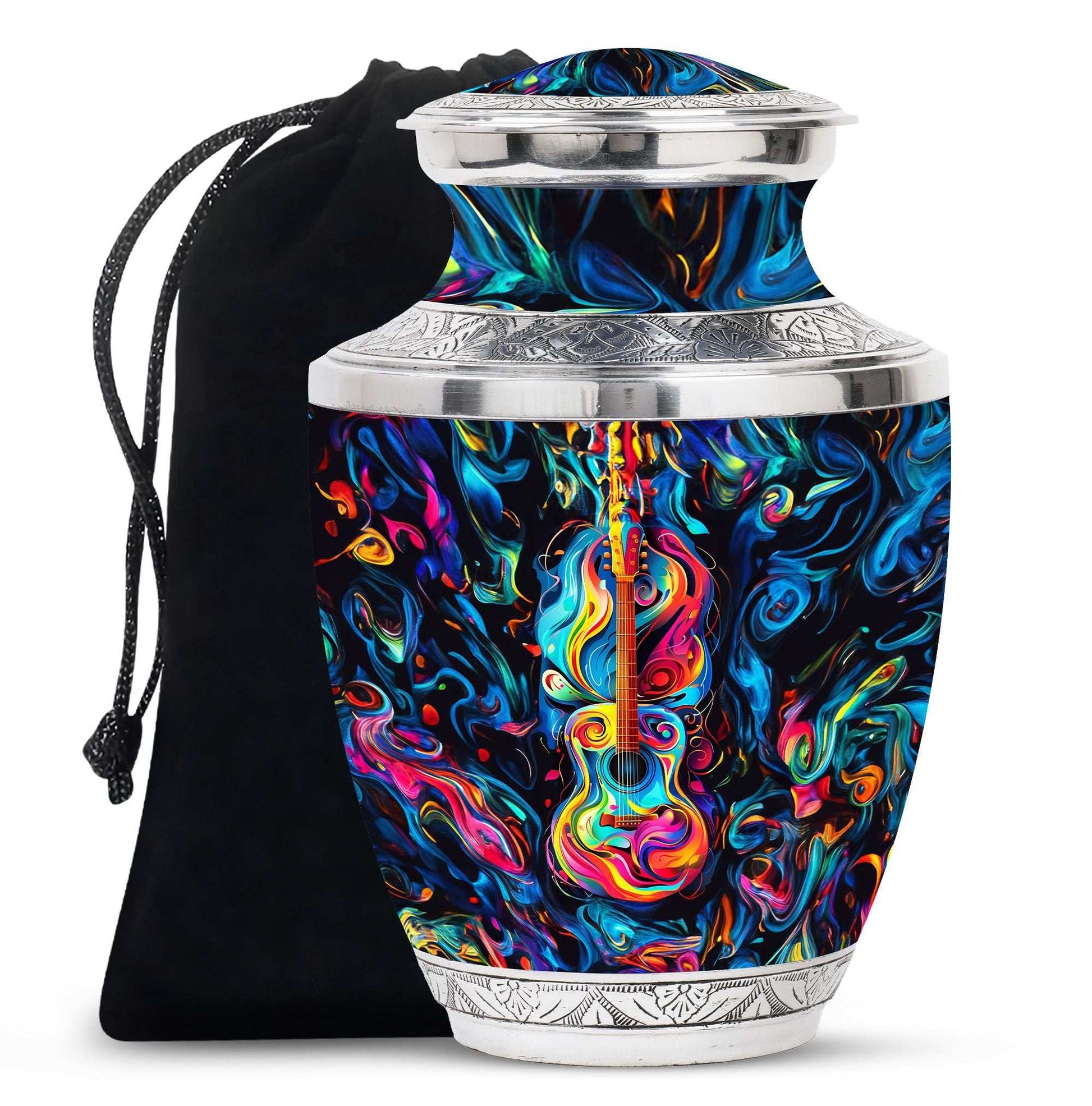 Guitar Cremation Urn for Music Lovers - Artistic 10 Inch Large Adult Urns