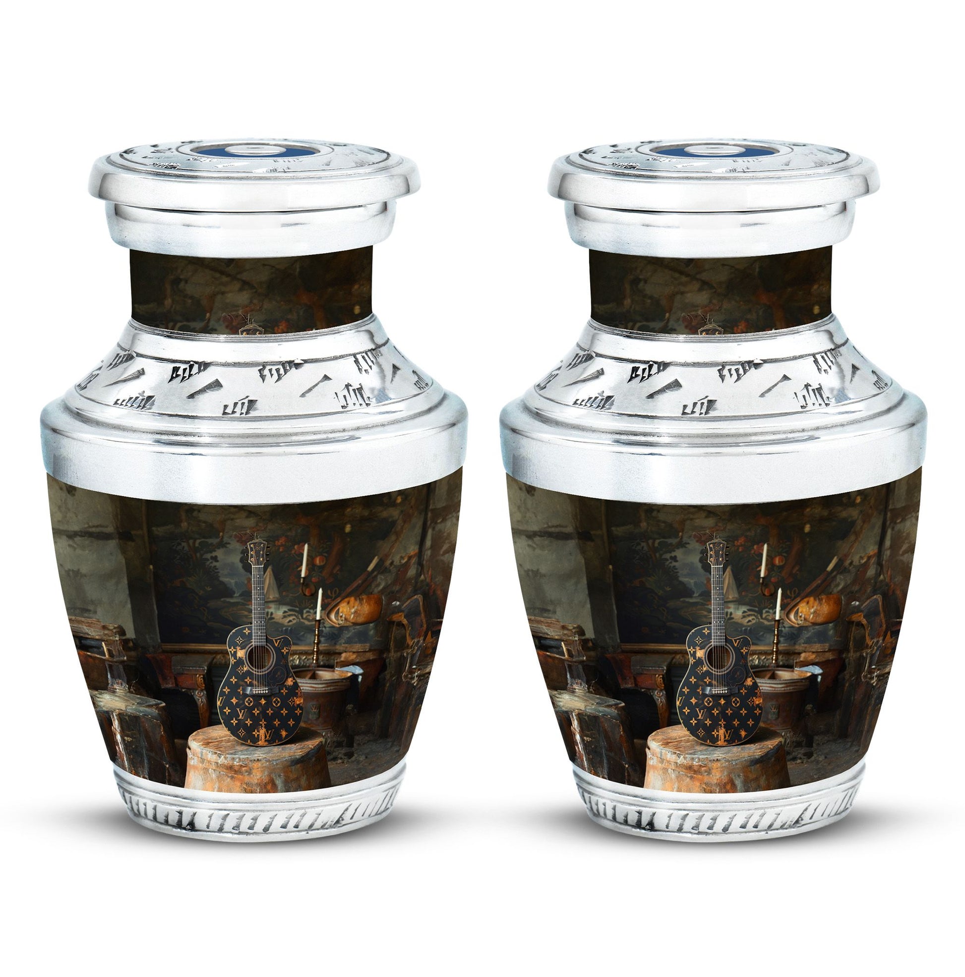 Guitar Small Urn Large Funeral, Ashes Urn For Ashes