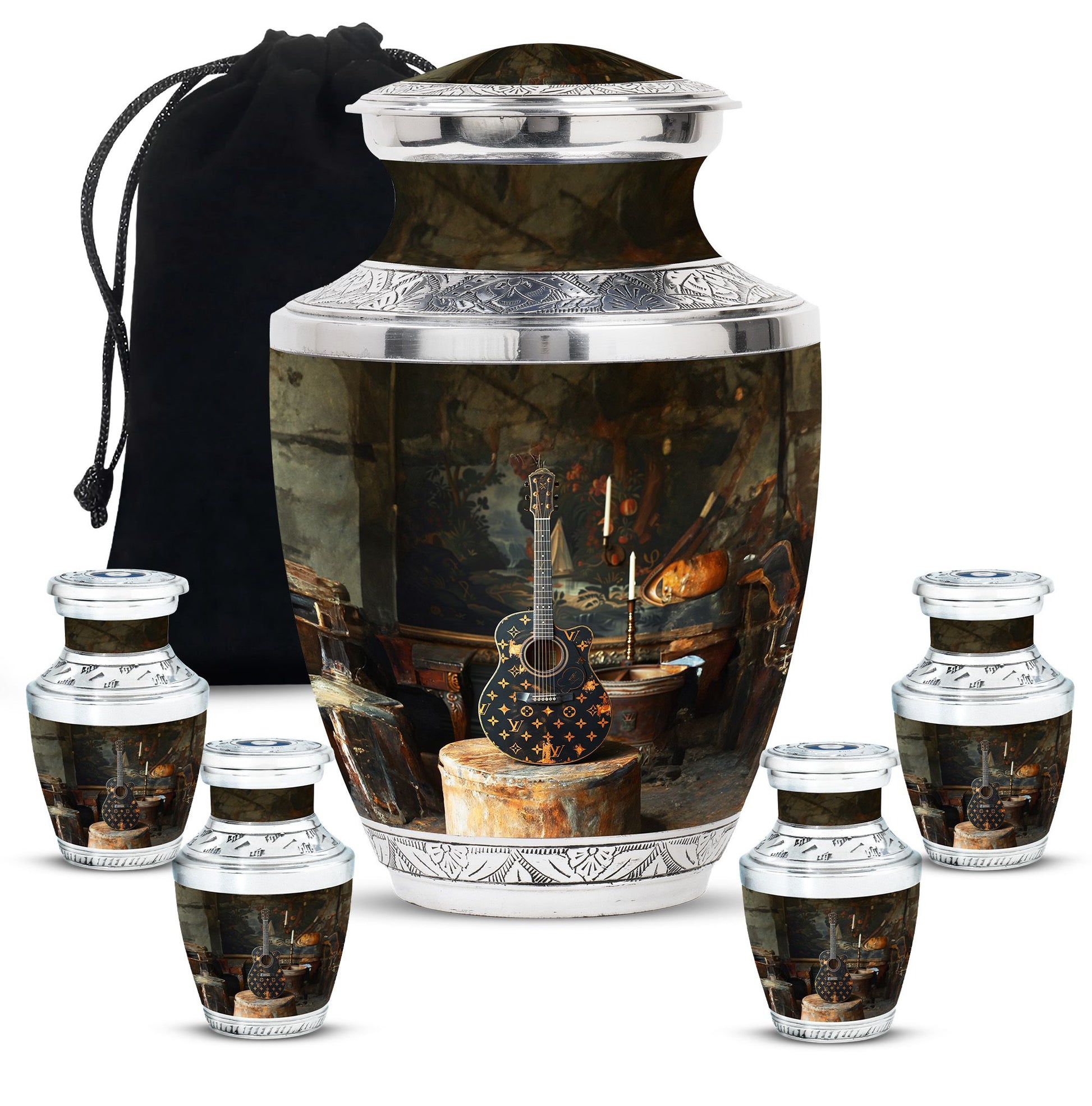 Guitar Small Urn Large Funeral, Ashes Urn For Ashes