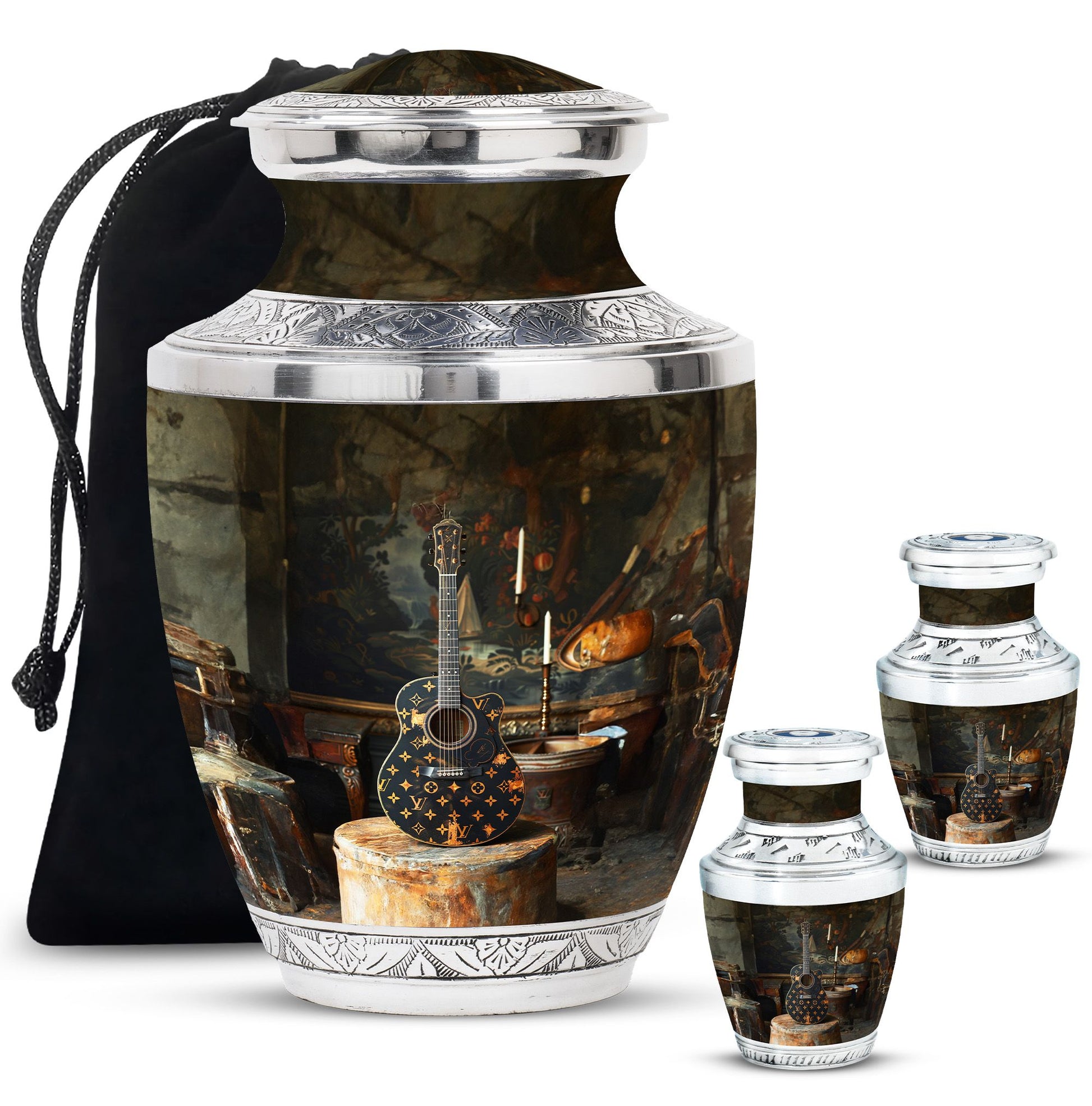 Guitar Small Urn Large Funeral, Ashes Urn For Ashes
