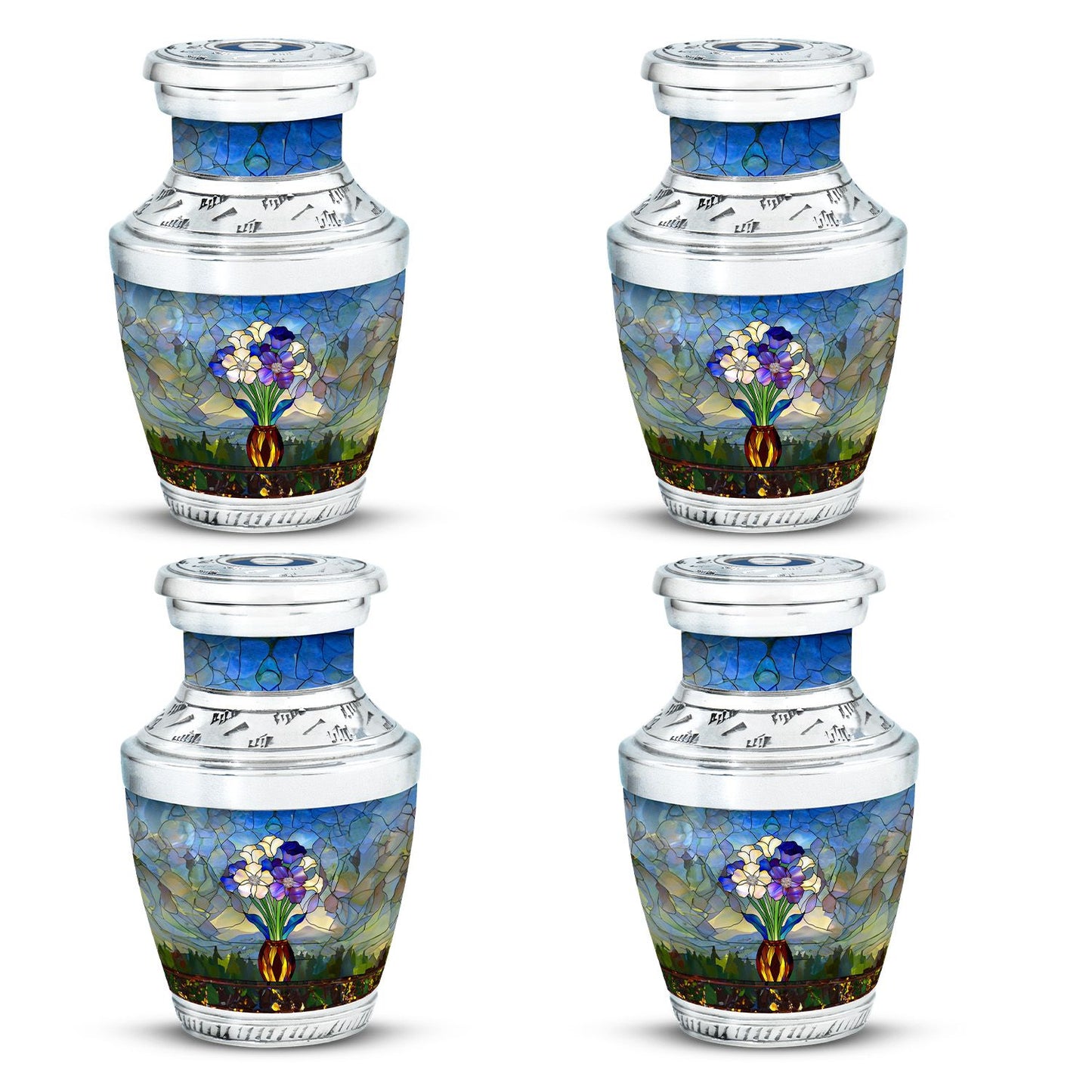 Glass Stained Glass Cremation Urn for Human Ashes - 10-inch, 200 cu in - Yatskia