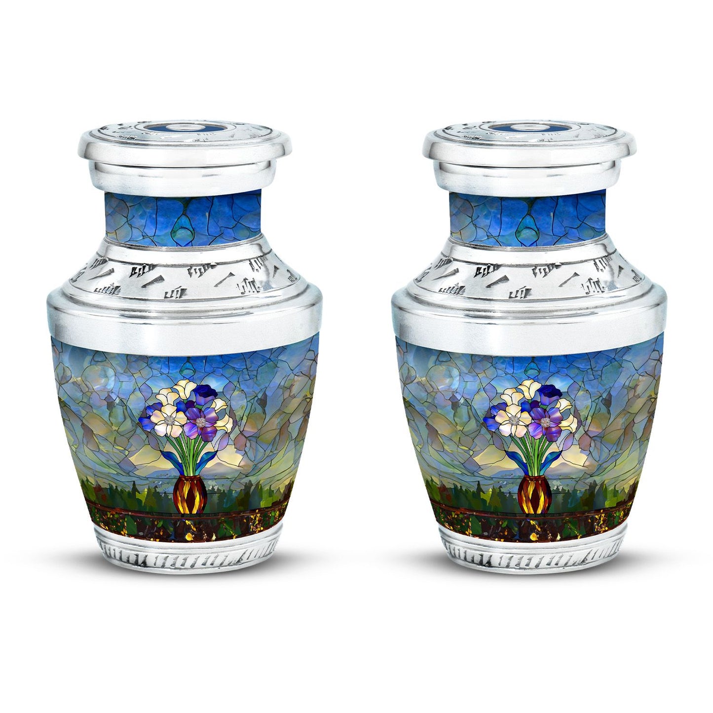 Glass Stained Glass Cremation Urn for Human Ashes - 10-inch, 200 cu in - Yatskia