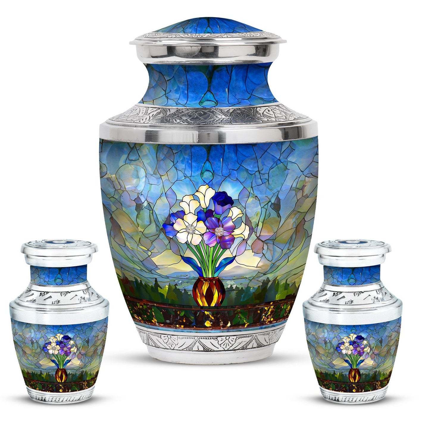 Glass Stained Glass Cremation Urn for Human Ashes - 10-inch, 200 cu in - Yatskia