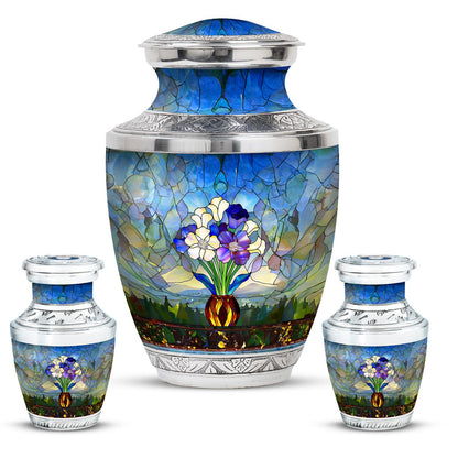Glass Stained Glass Cremation Urn for Human Ashes - 10-inch, 200 cu in - Yatskia