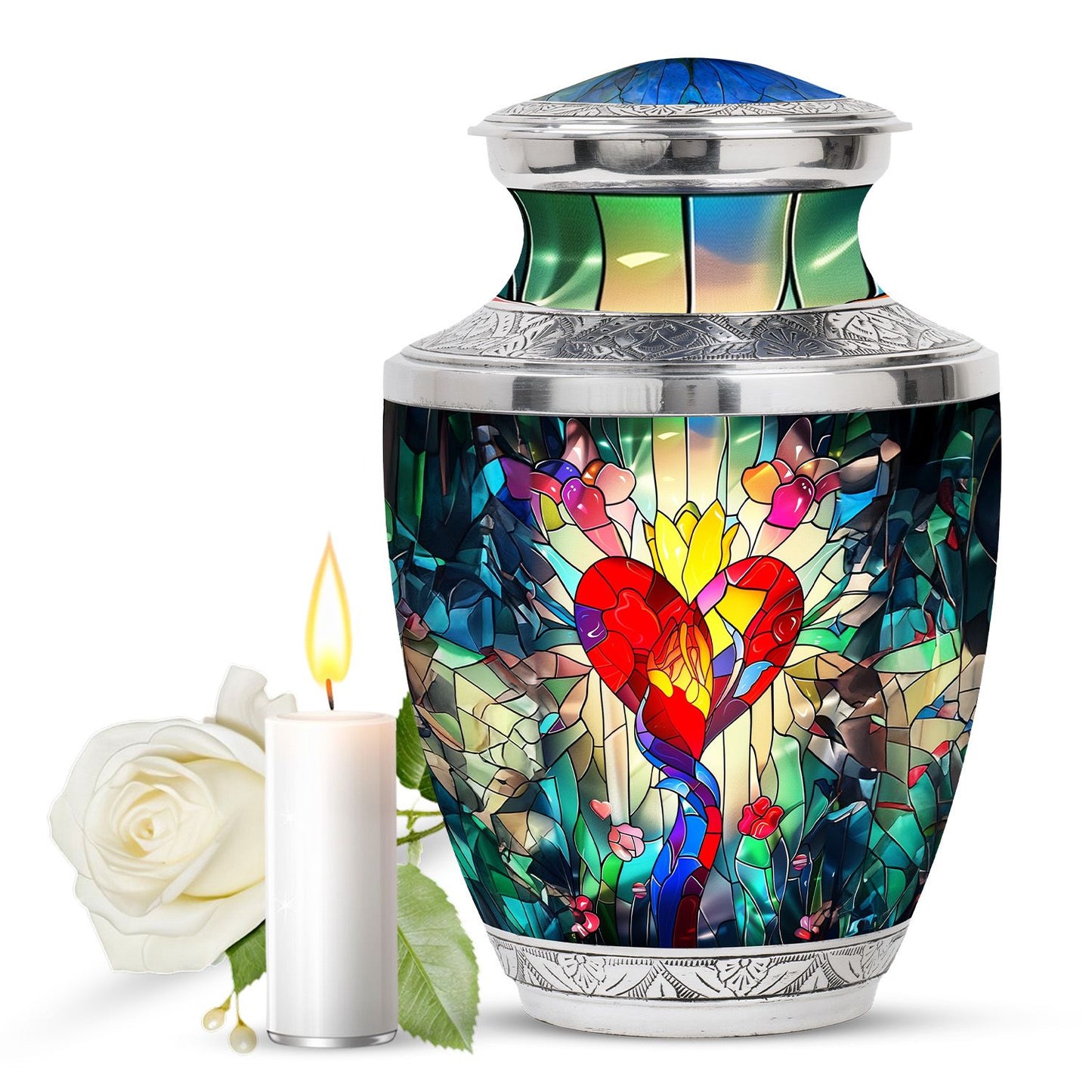 Glass Artistic Cremation Urn for Men - 10-inch, 200 cu in - Yatskia