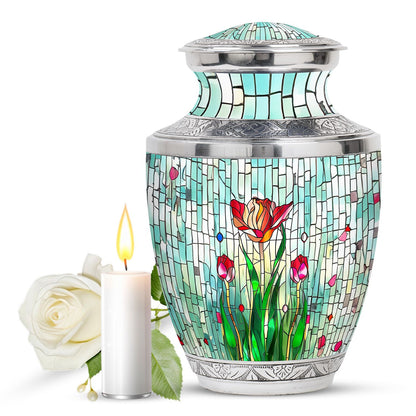 Glass Artistic Cremation Urn for Human Ashes - 10-inch, 200 cu in - Yatskia