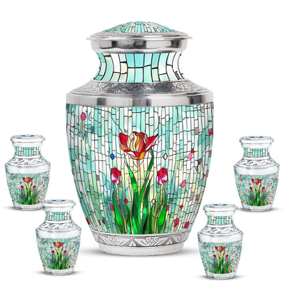 Glass Artistic Cremation Urn for Human Ashes - 10-inch, 200 cu in - Yatskia