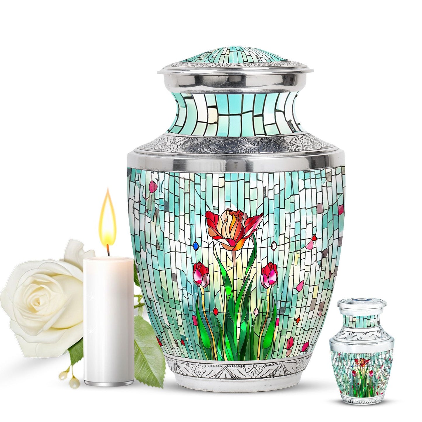 Glass Artistic Cremation Urn for Human Ashes - 10-inch, 200 cu in - Yatskia