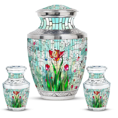 Glass Artistic Cremation Urn for Human Ashes - 10-inch, 200 cu in - Yatskia