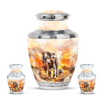 Personalized Elephant Keepsake Urn for Human Ashes - 10-inch, 200 cu in - Yatskia