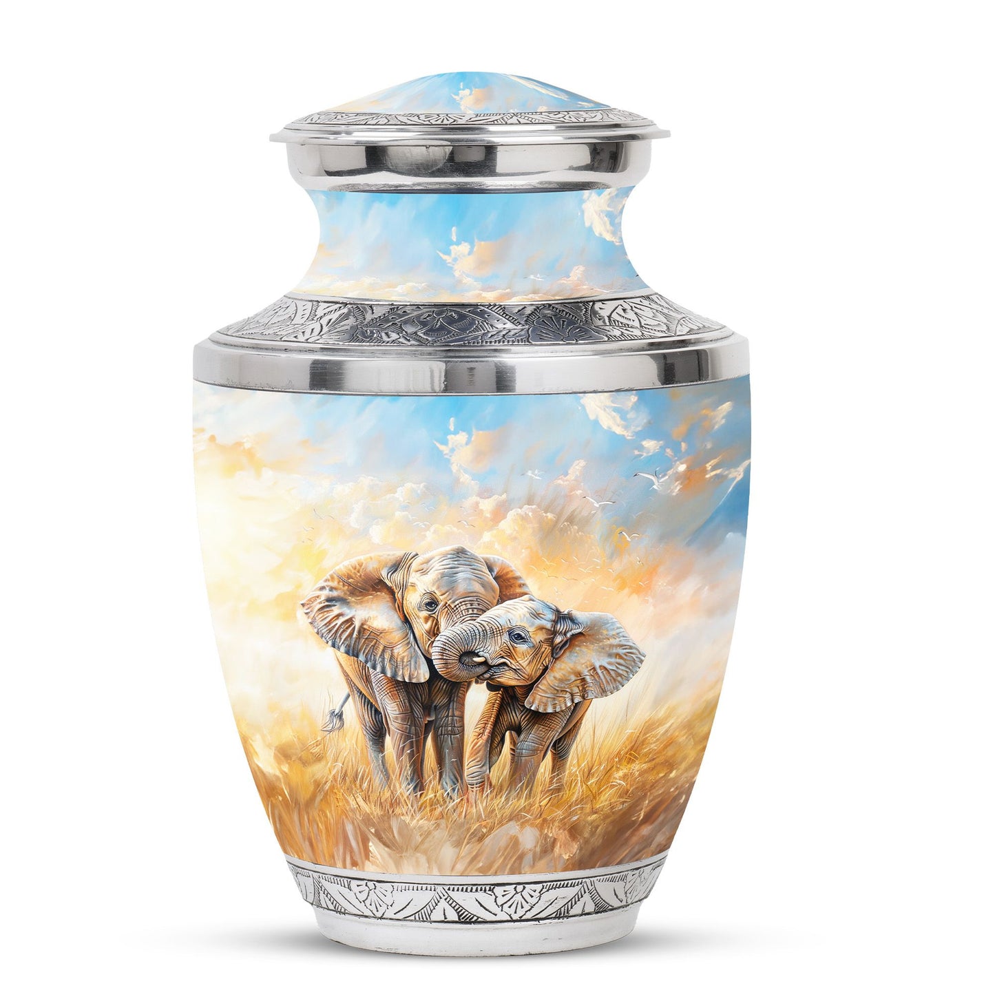Personalized Elephant Cremation Urn for Men & Women - 10-inch, 200 cu in - Yatskia