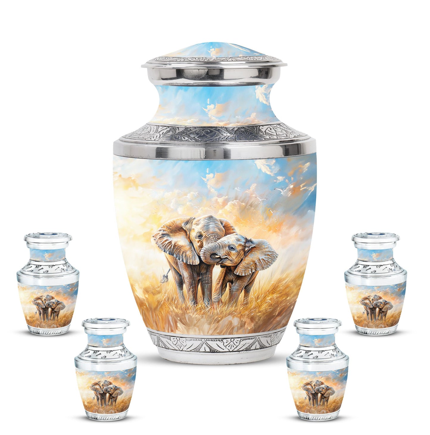 Personalized Elephant Cremation Urn for Men & Women - 10-inch, 200 cu in - Yatskia