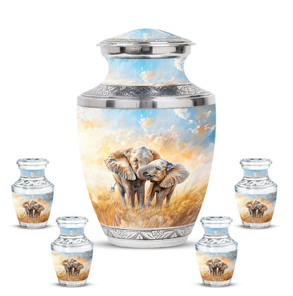 Personalized Elephant Cremation Urn for Men & Women - 10-inch, 200 cu in - Yatskia