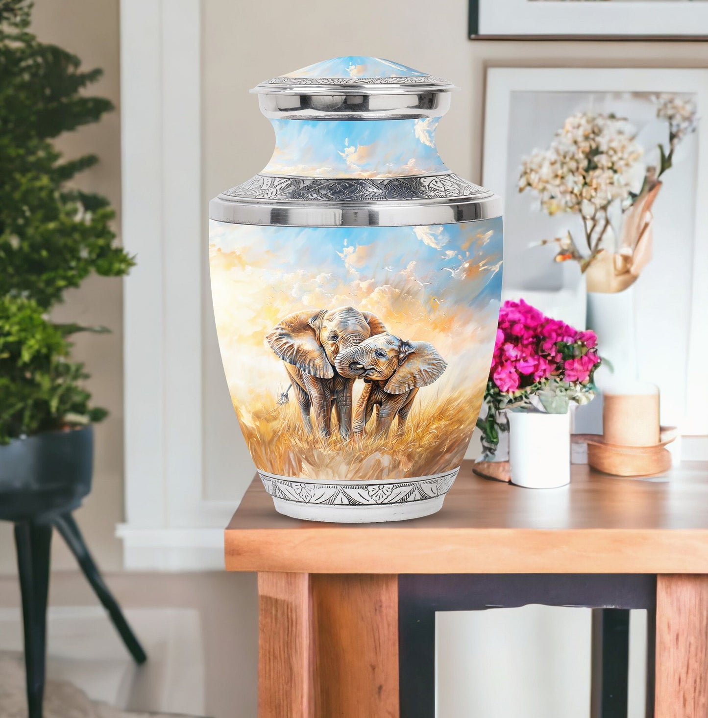 Personalized Elephant Cremation Urn for Men & Women - 10-inch, 200 cu in - Yatskia