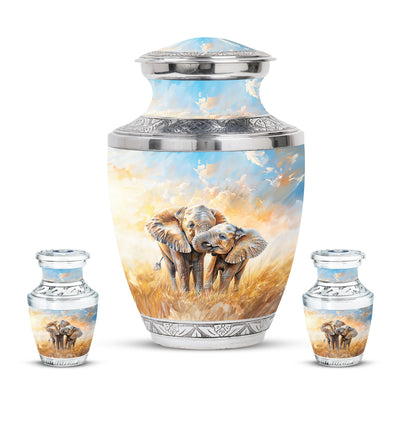 Personalized Elephant Cremation Urn for Men & Women - 10-inch, 200 cu in - Yatskia