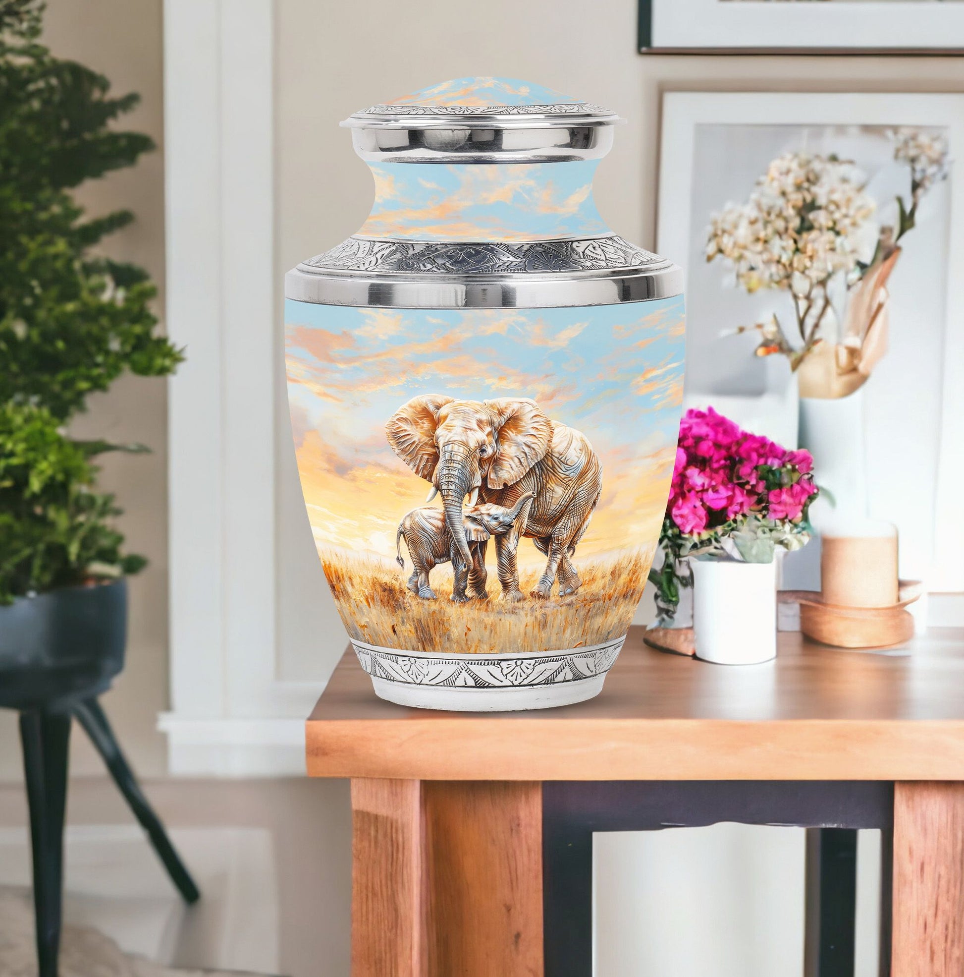 Elephant Family Cremation Urns For Men Funeral, Ashes Cremation Urn