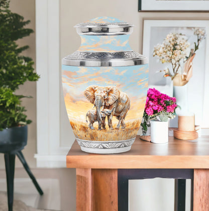 Personalized Elephant Keepsake Urn for Human Ashes - 10-inch, 200 cu in - Yatskia