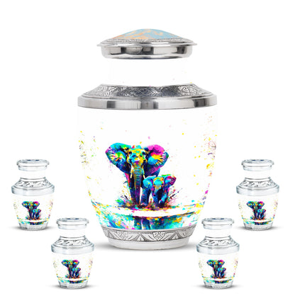 Personalized Elephant Memorial Urn for Mom - 10-inch, 200 cu in - Yatskia