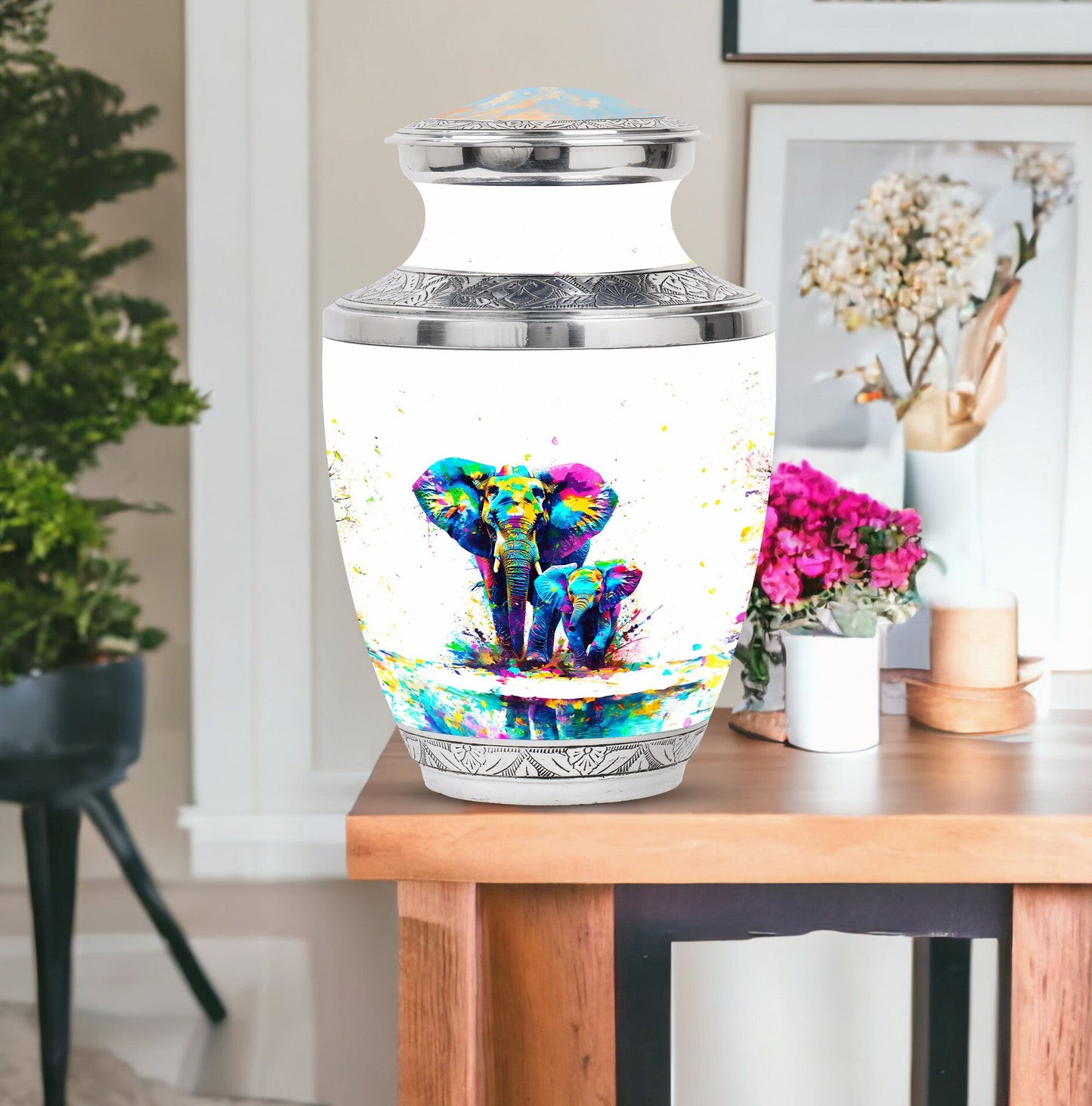 Personalized Elephant Memorial Urn for Mom - 10-inch, 200 cu in - Yatskia