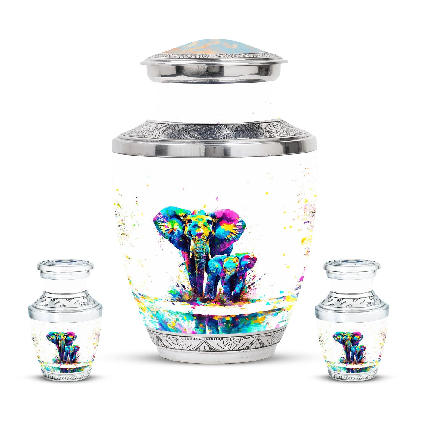 Personalized Elephant Memorial Urn for Mom - 10-inch, 200 cu in - Yatskia