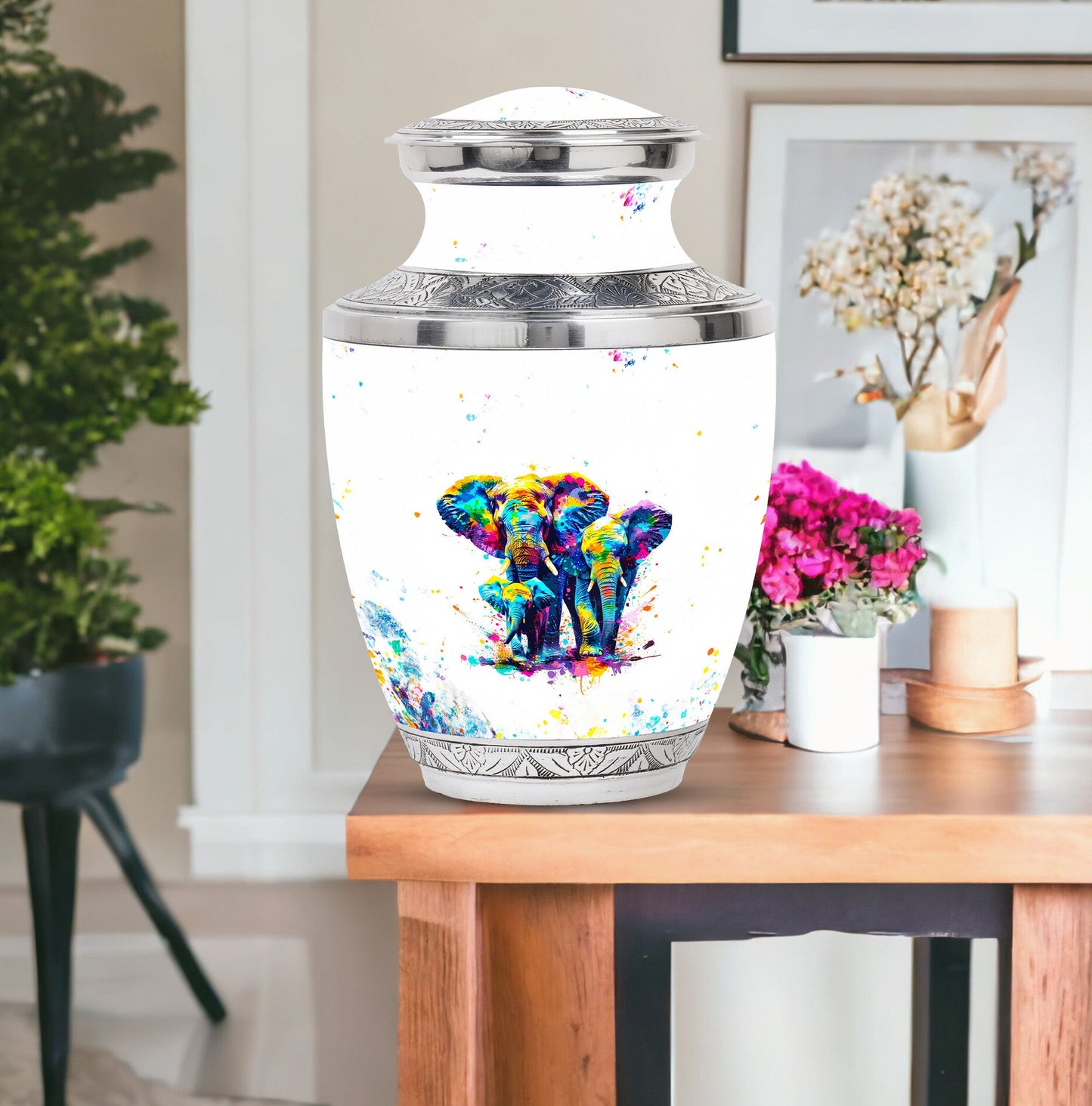 Personalized Elephant Keepsake Urn for Human Ashes - 10-inch, 200 cu in - Yatskia