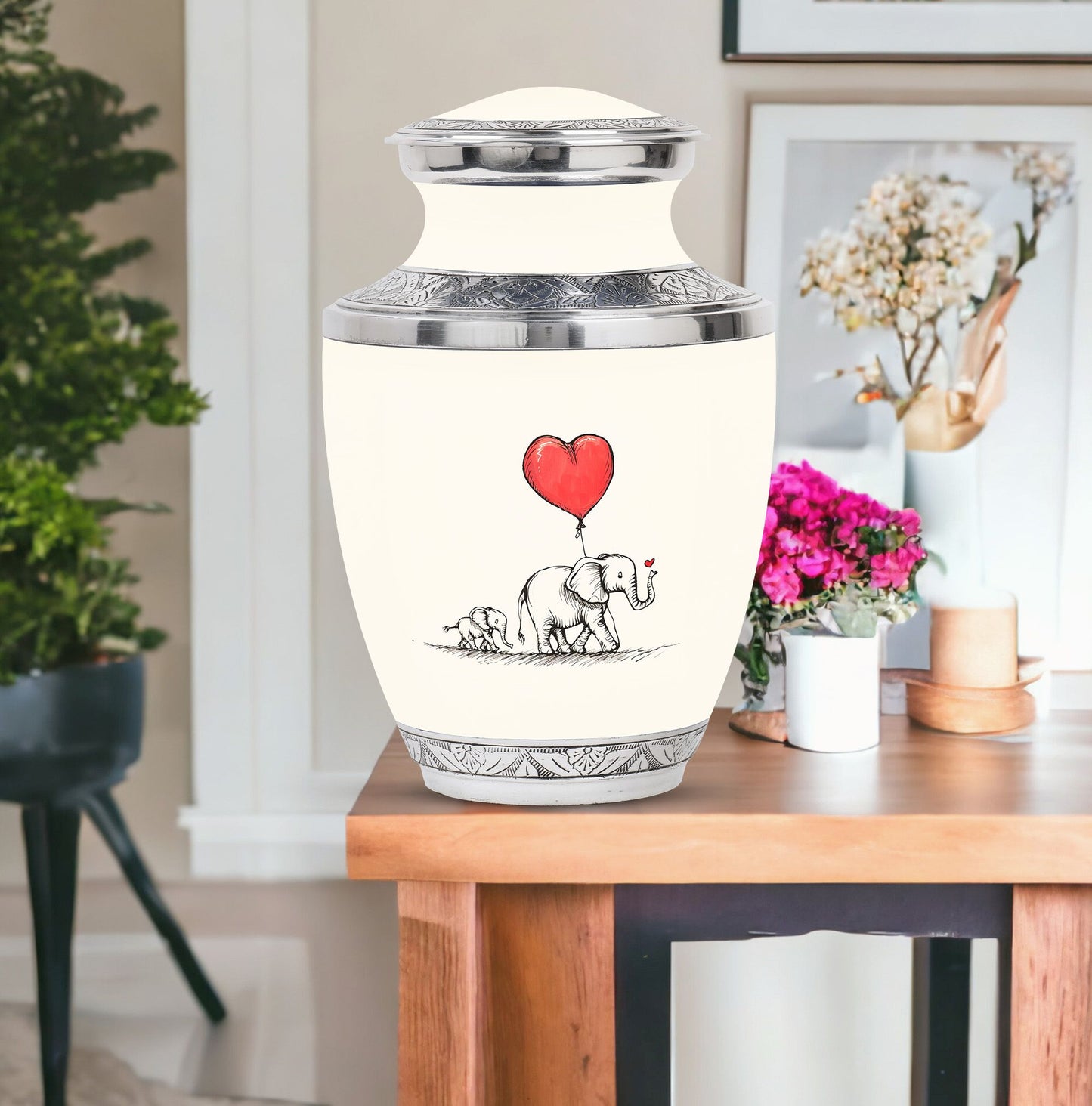 Personalized Elephant Keepsake Urn for Human Ashes - 10-inch, 200 cu in - Yatskia